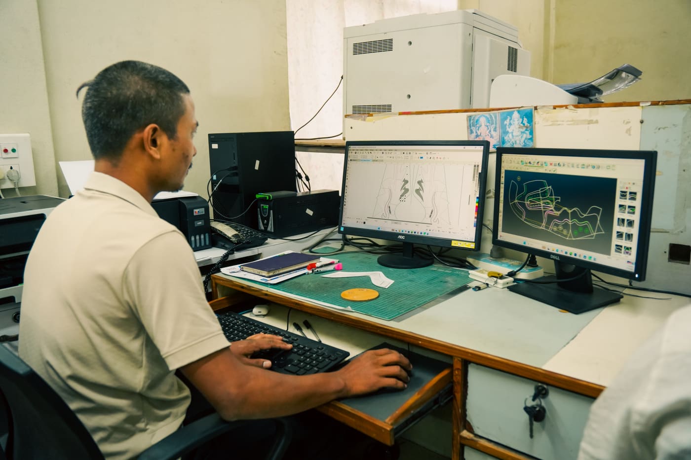 Design team preparing CAD patterns for an OEM order