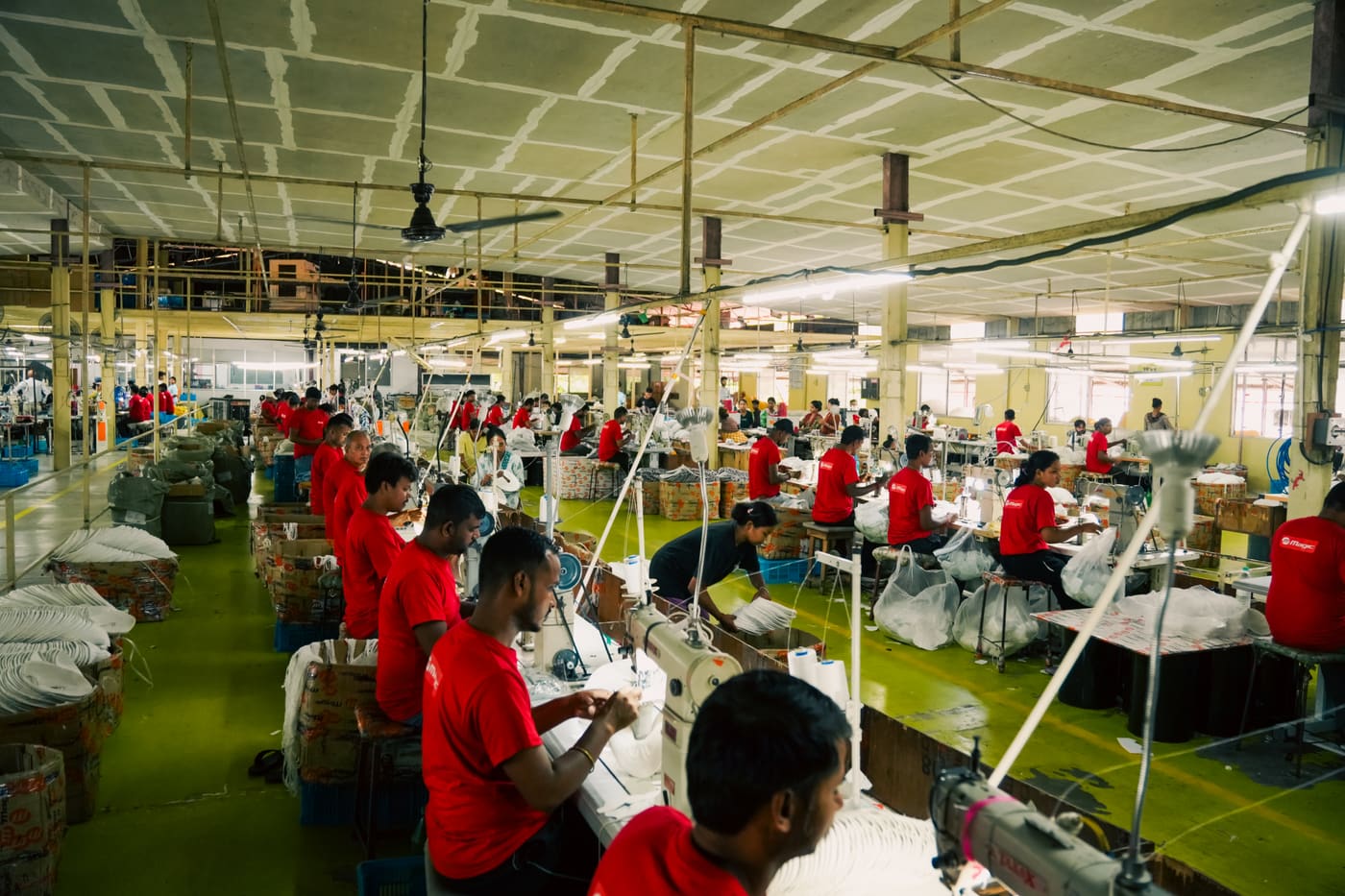 Sewing production floor at Jayshree Group